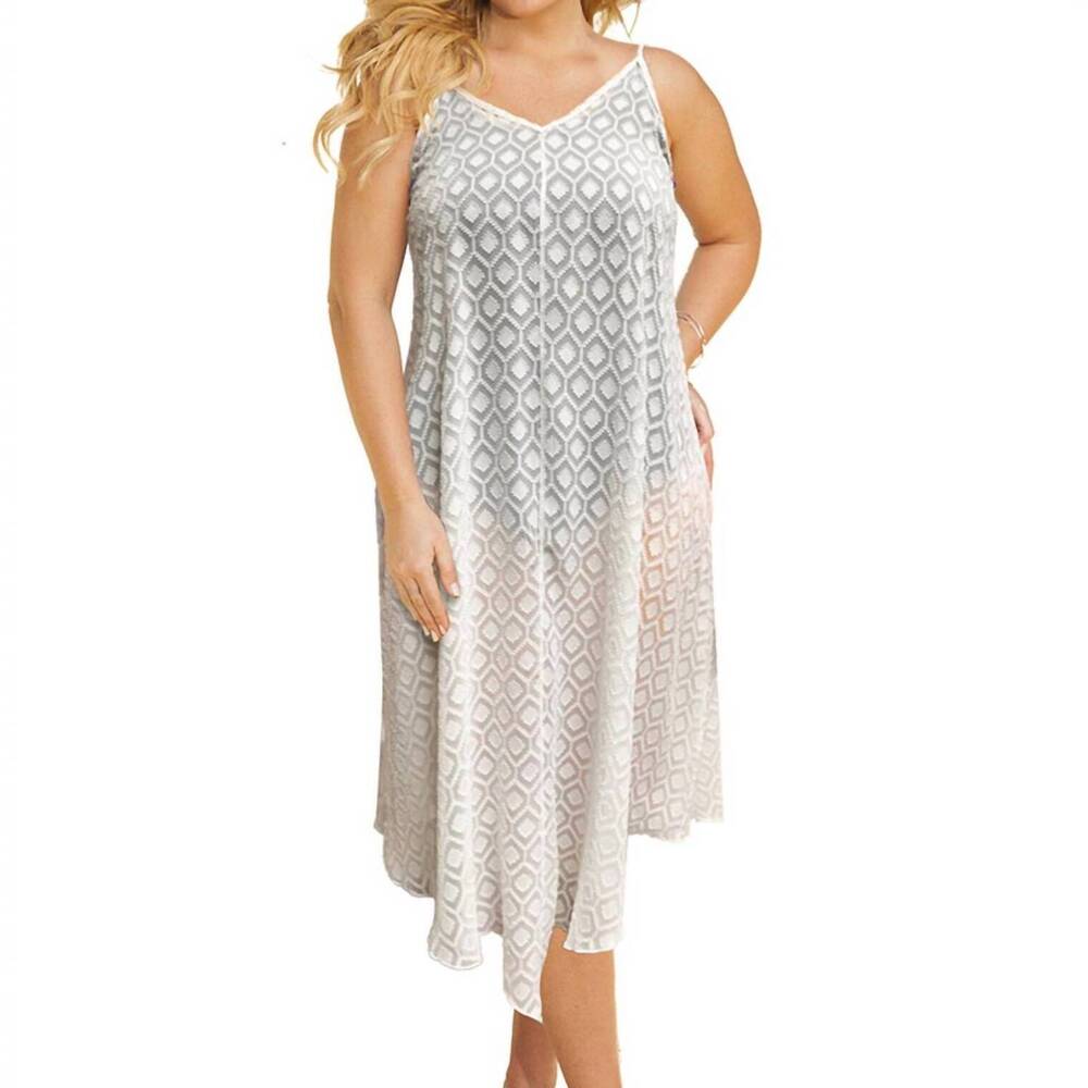NEW ALWAYS FOR ME plus size v-bottom cover up dress in white